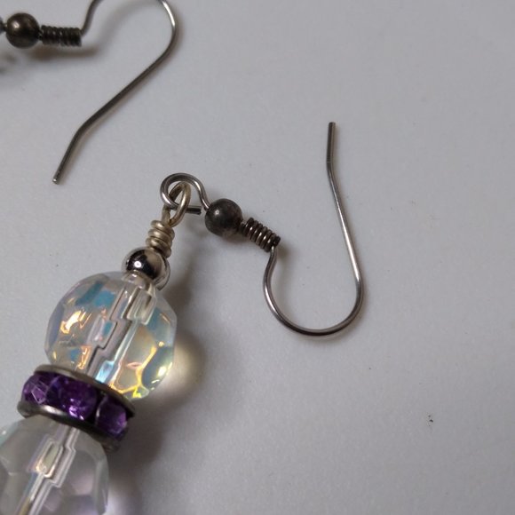 Vintage Glass Bead Metal Scissors Dangle Earrings - Picture 7 of 15